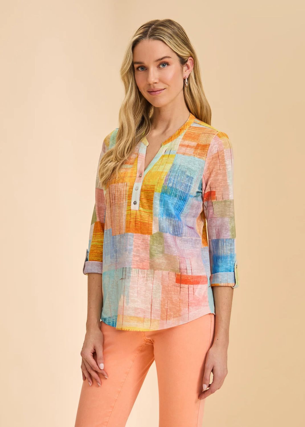 FDJ 3/4 Sleeve Henley Top 3580451