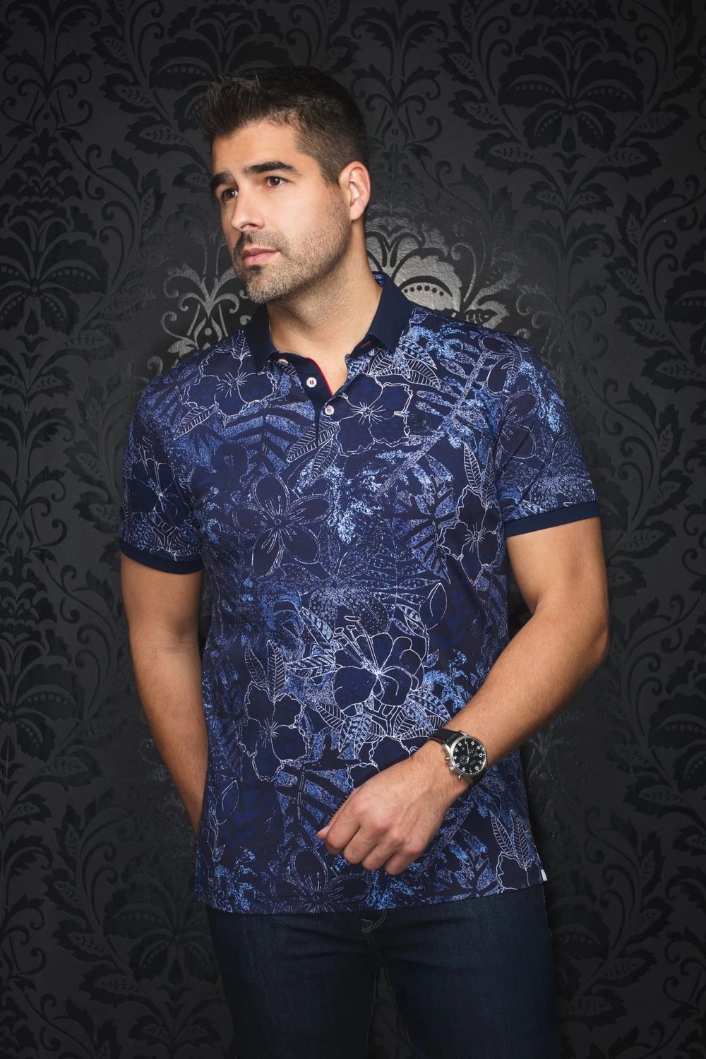 Au Noir Stretch Knit Polo - Bennett