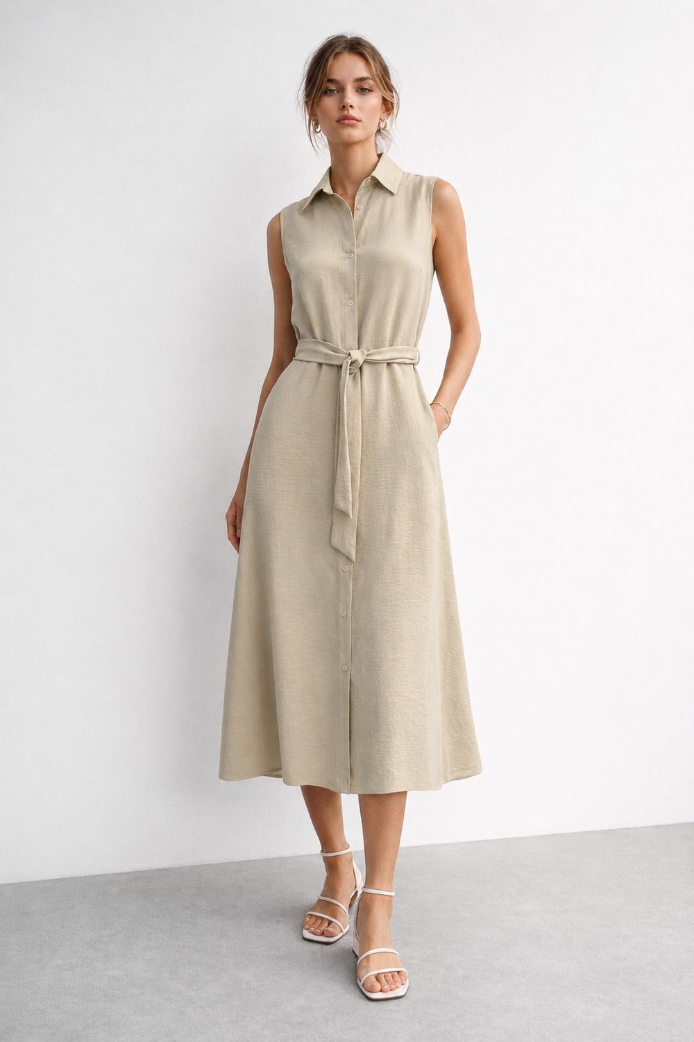 P/Z Button Front Dress w/Belt - 8667000