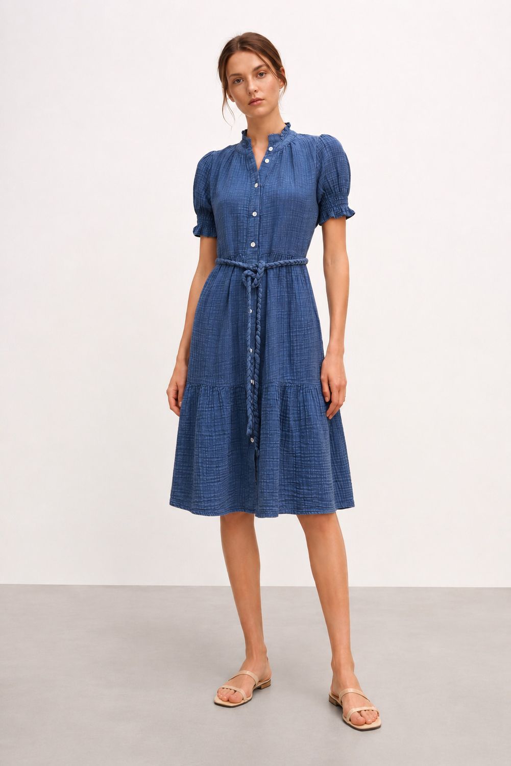 P/Z Button Front Denim Dress w/Belt - 8667004