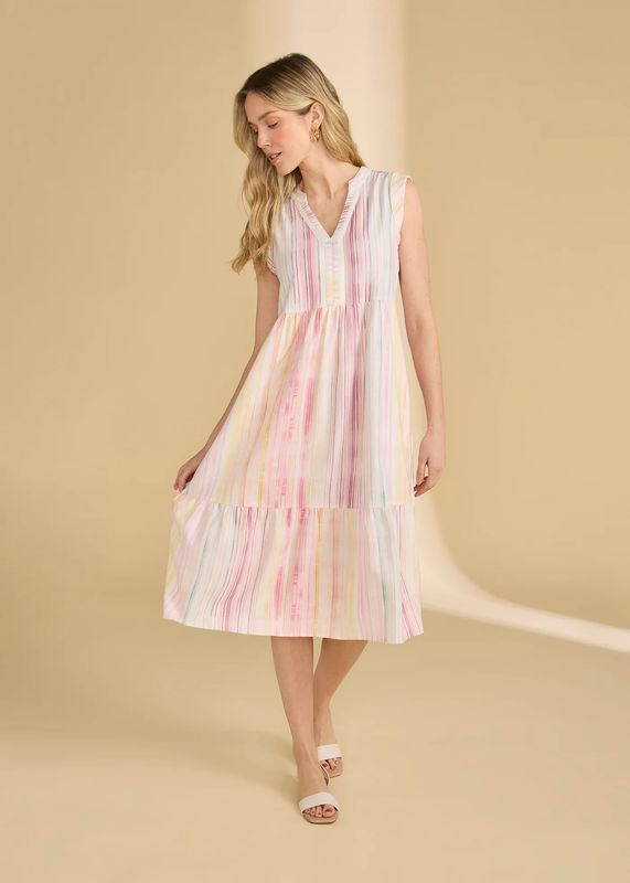 FDJ Cap Sleeve Tiered Midi Dress 7632864
