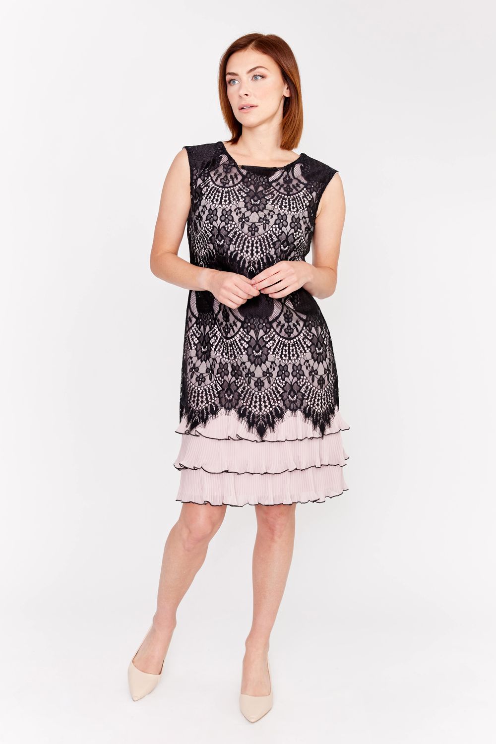 Lyman Knee-length Lace Overlay Dress 189328