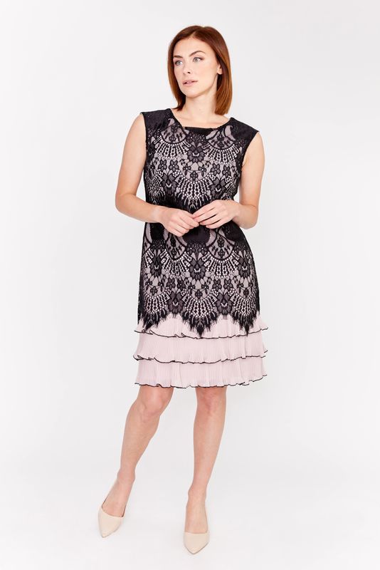 Lyman Knee-length Lace Overlay Dress 189328