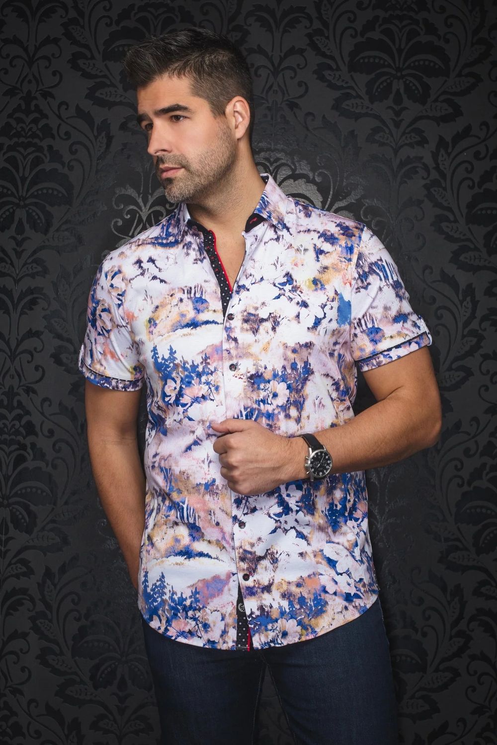 Au Noir S/S Cotton Stretch Sport Shirt - Zionne