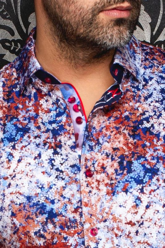 Au Noir L/S Cotton Stretch Sport Shirt - Confetti
