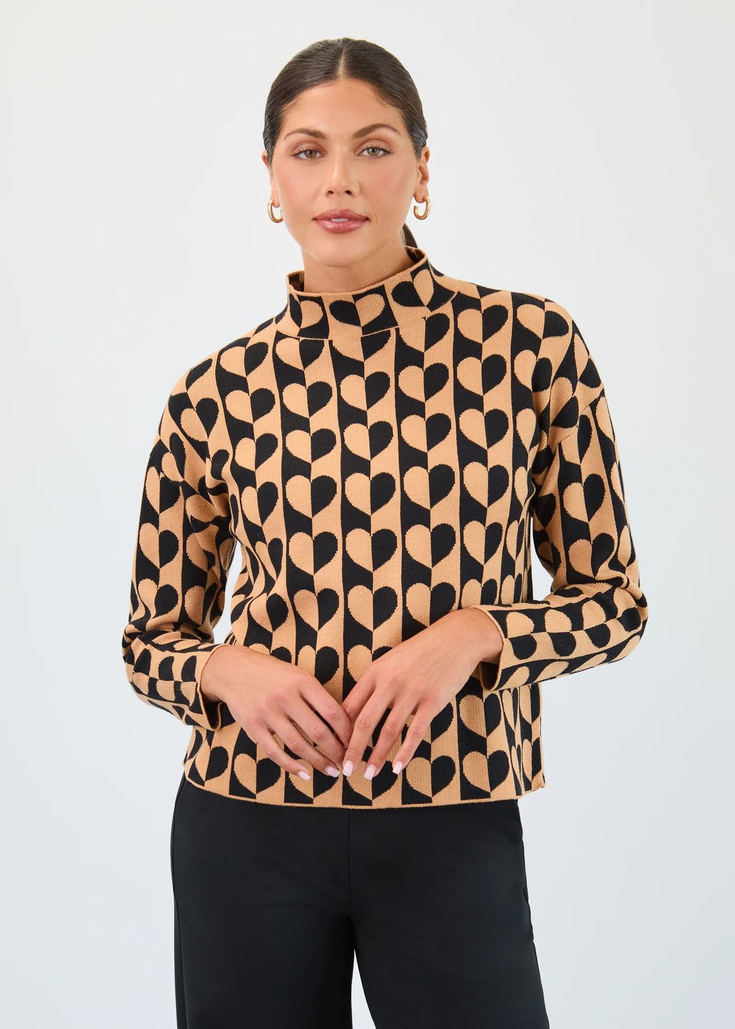 FDJ Mock Neck Hearts Sweater - 1893578