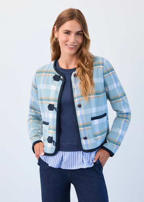 FDJ Plaid Collarless Jacket - 1965178