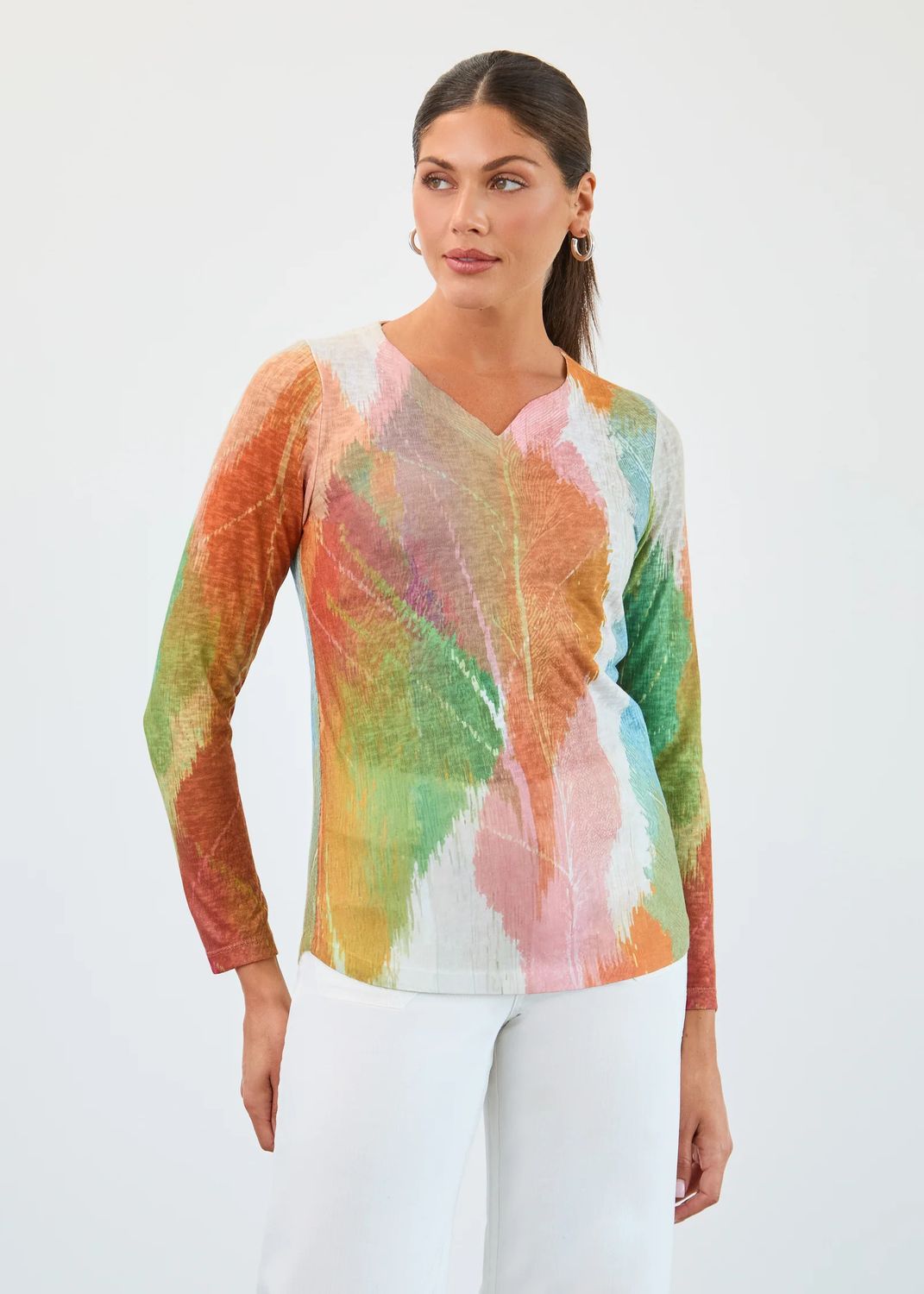 FDJ Long-Sleeve Notch Neck Top 3089451
