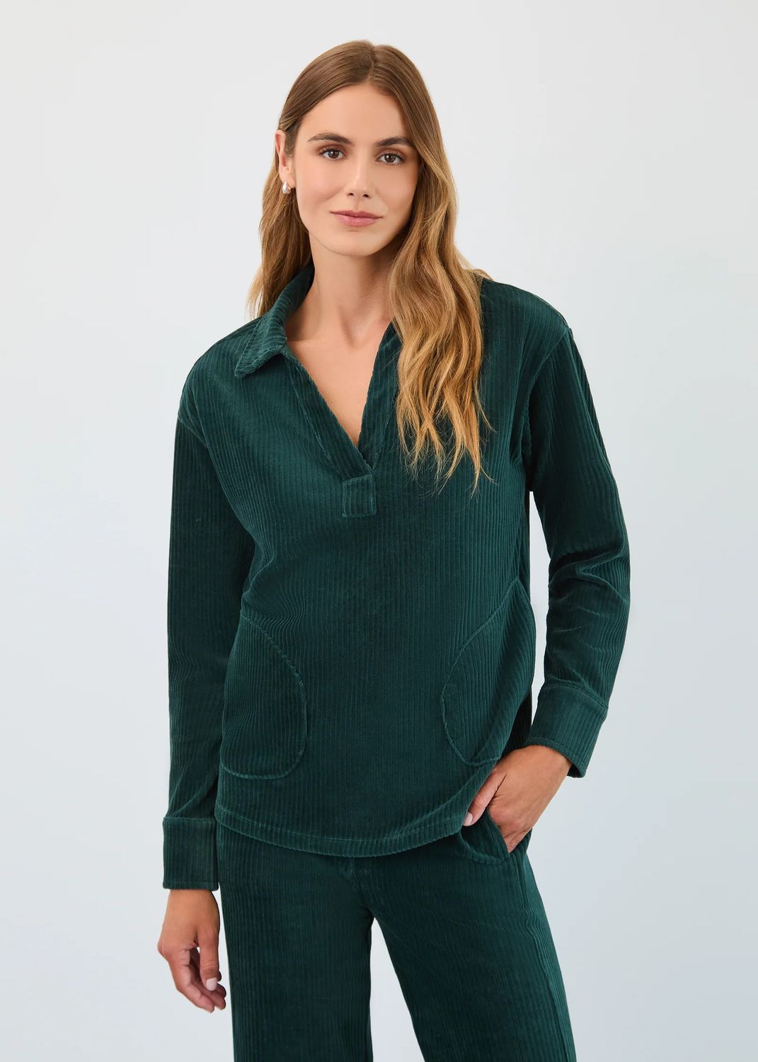 FDJ Corduroy Popover Top w/ Pockets 3039148