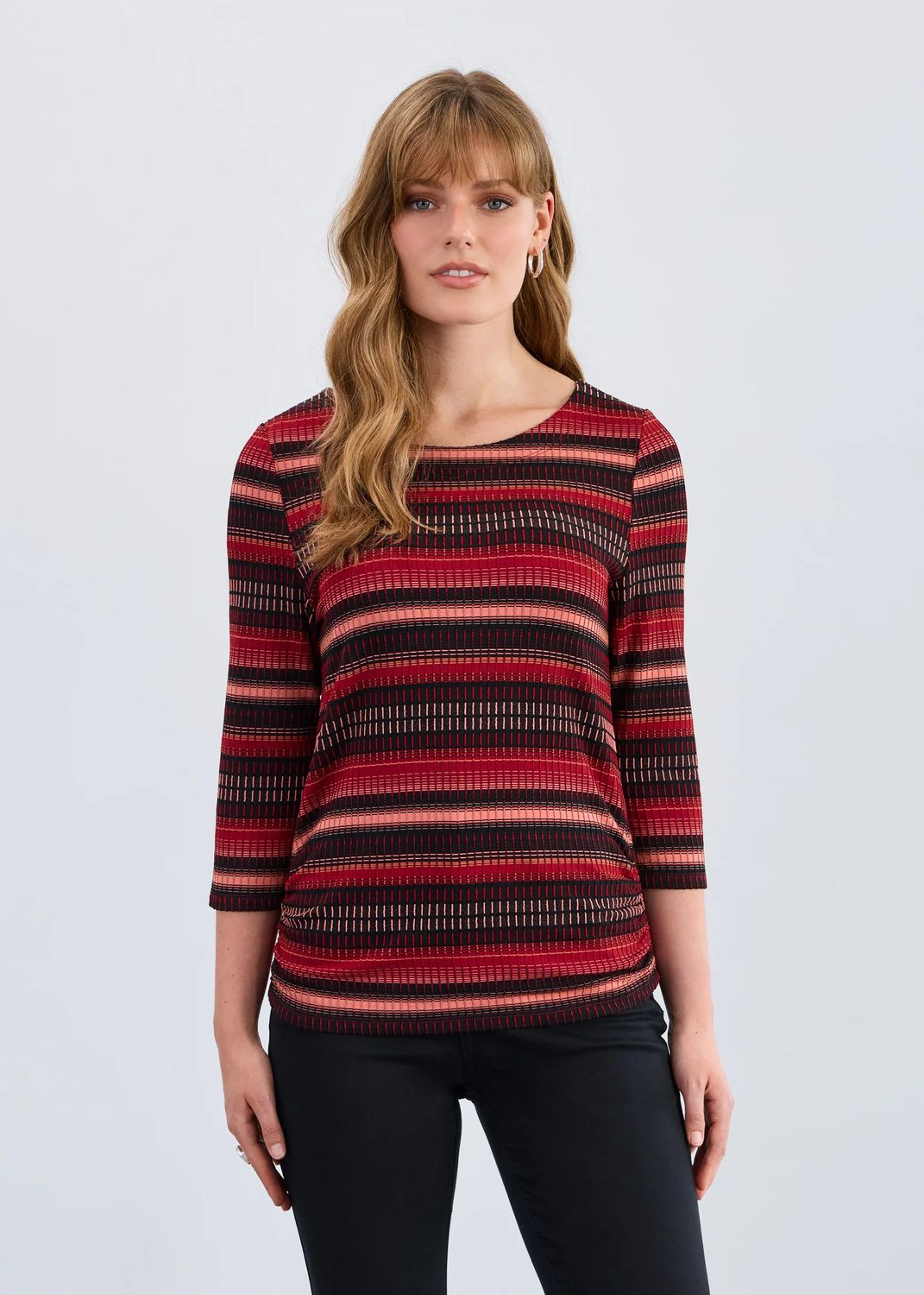 FDJ 3/4 Sleeve Ruched Side Top 3245109