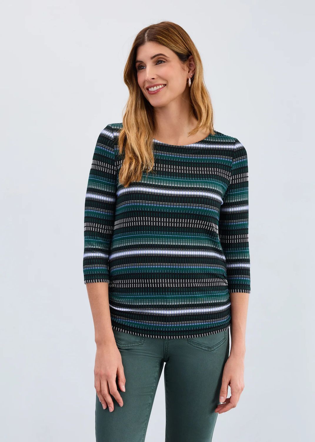 FDJ 3/4 Sleeve Ruched Side Top 3245109
