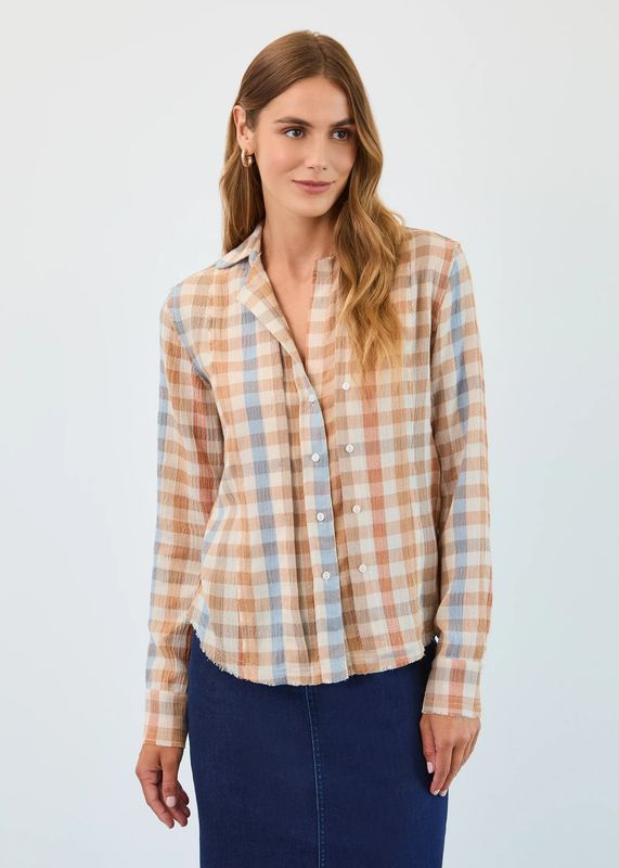 FDJ Long-Sleeve Fringed Gauze Shirt