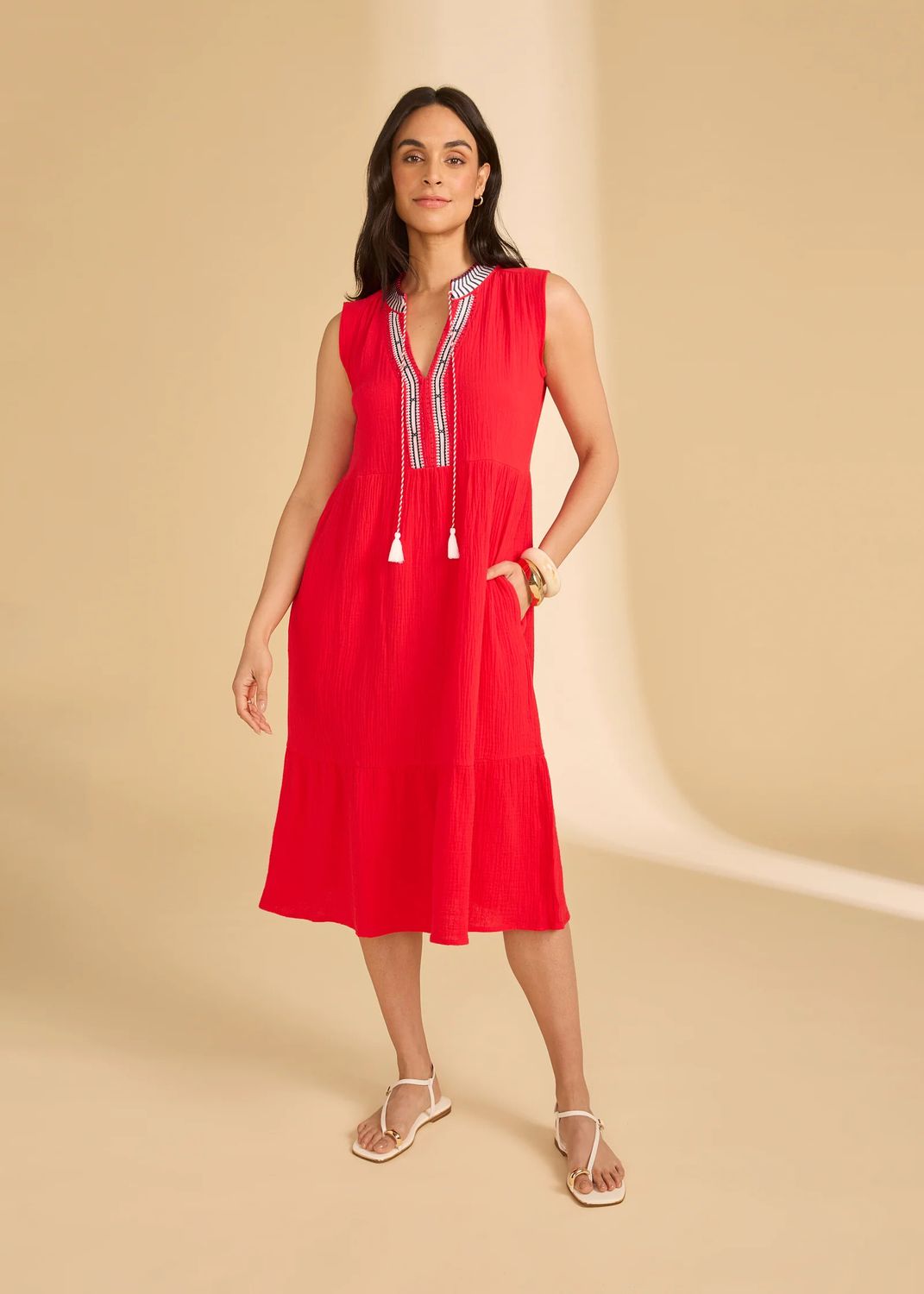 FDJ Sleeveless Tiered Midi Dress - 7849211