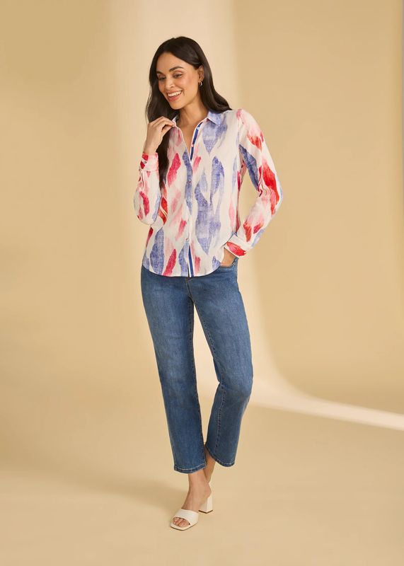 FDJ Lace Insert Popover Blouse 7856775