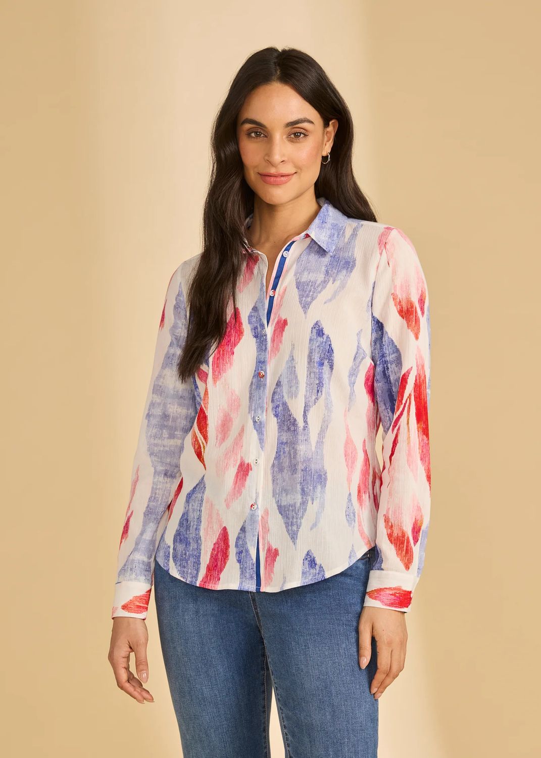 FDJ Lace Insert Popover Blouse 7856775