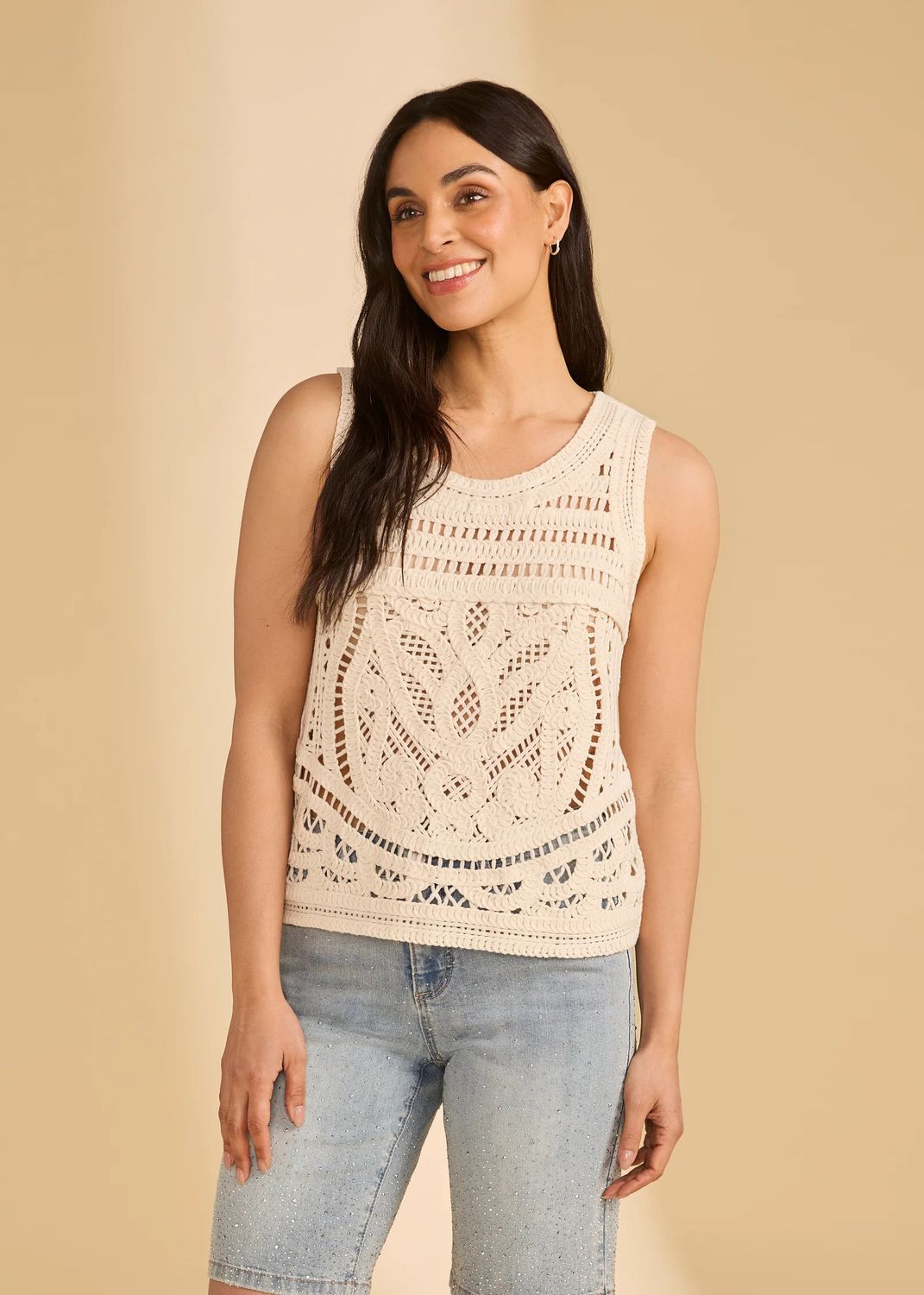 FDJ Sleeveless Crochet Sweater - 1258330