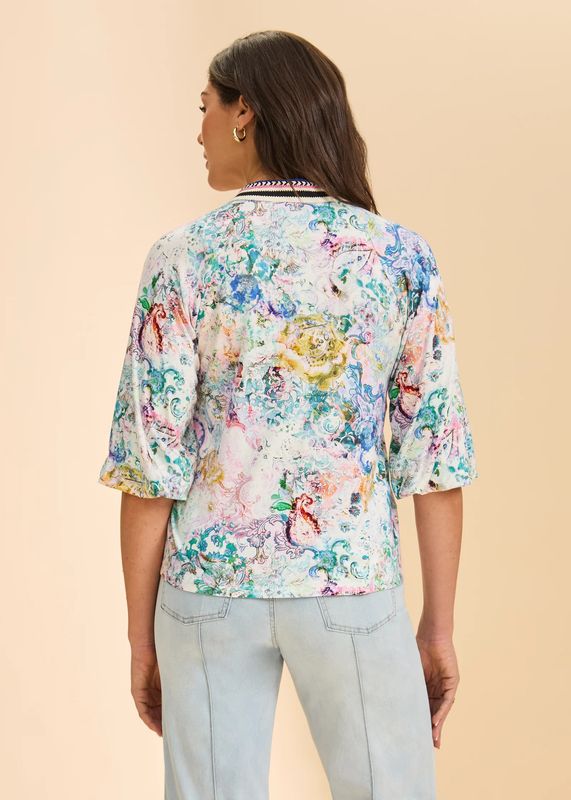 FDJ 3/4 Sleeve Split Neck Top 3544153