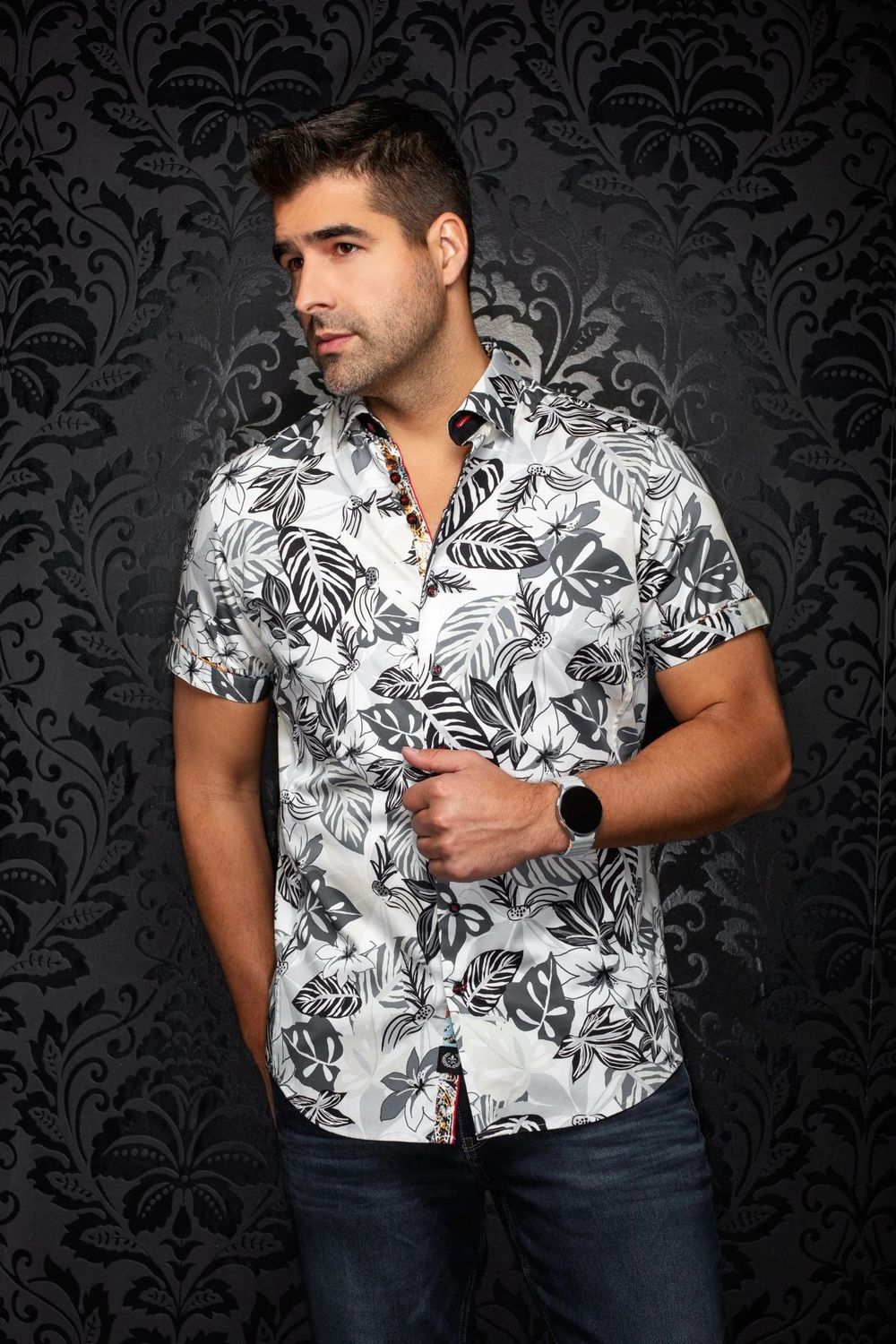 Au Noir S/S Cotton Stretch Sport Shirt - Bolonia