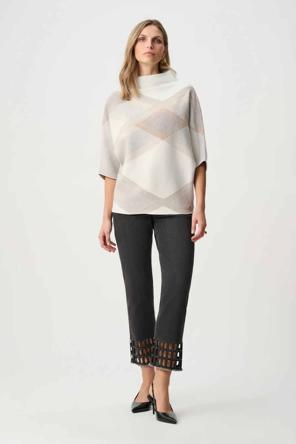 Ribkoff Brushed Plaid Funnel-Neck Sweater 263947-4564