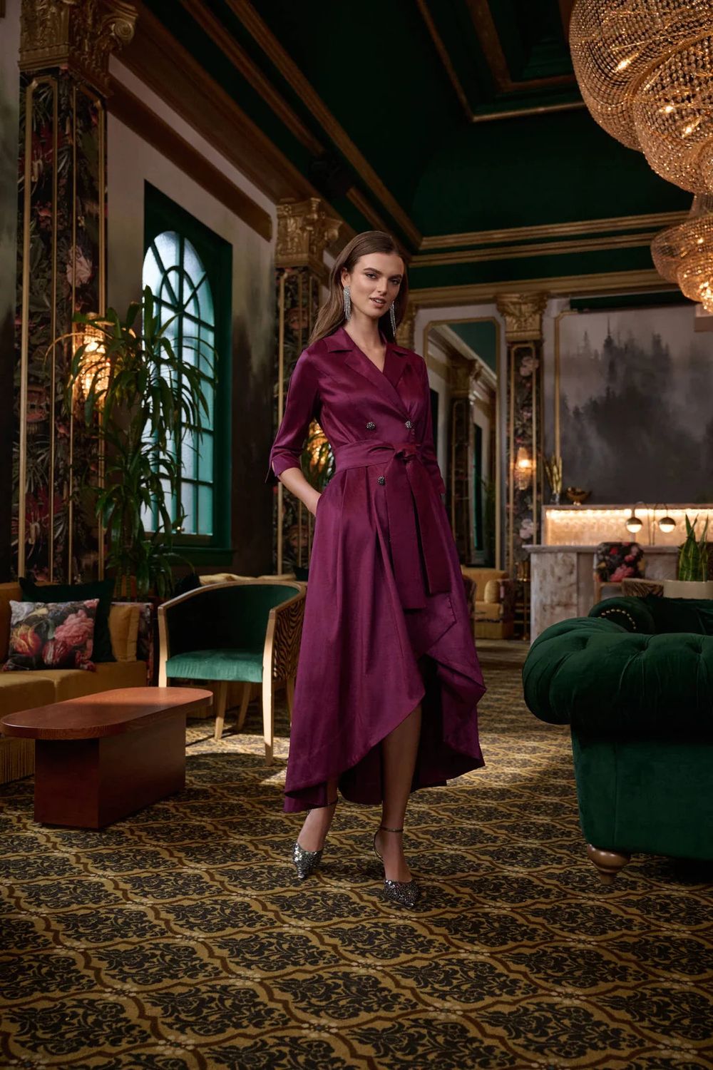 Ribkoff Taffeta Fit and Flare Wrap Dress 263704-4542