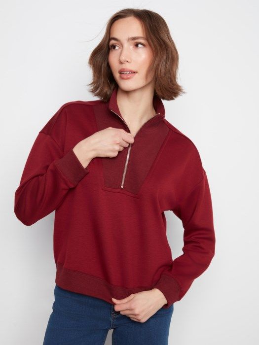 Charlie B - Soft Scuba Half-Zip Sweatshirt C1454-479C-320