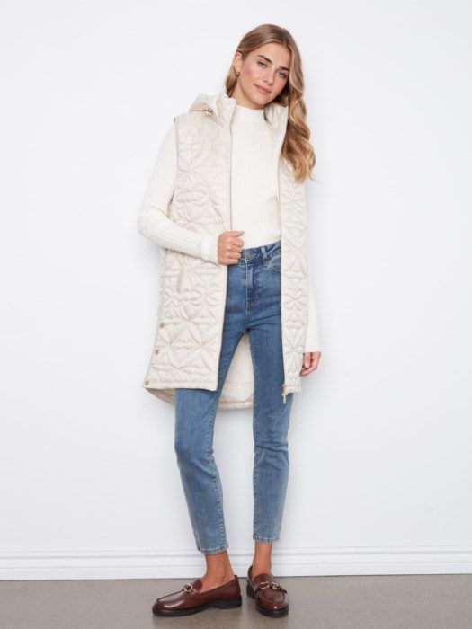 Charlie B - Long Hooded Puffer Vest C6426-135B-250