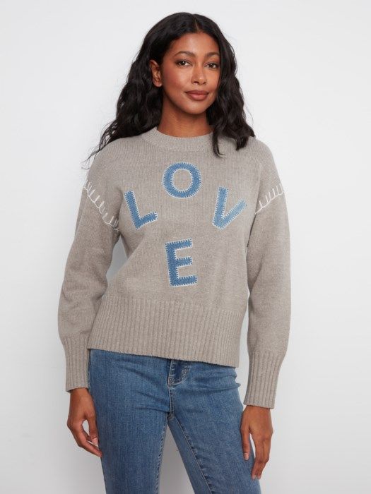 Charlie B  Denim Patch Sweater C2026-683C-008