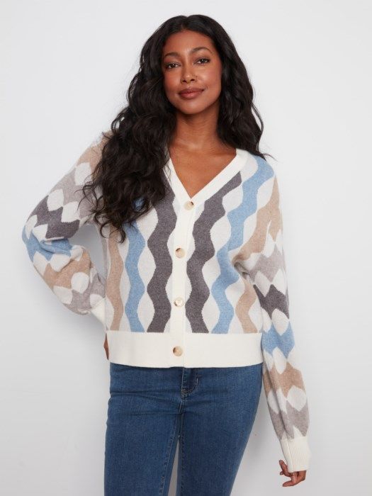 Charlie B V-Neck Cardigan C2091-974A-P415