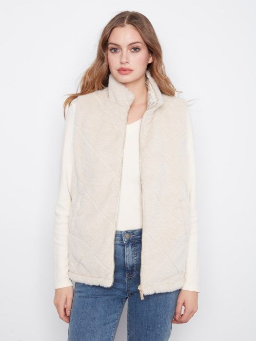 Charlie B - Reversible Faux Fur Vest C6421-135B-250