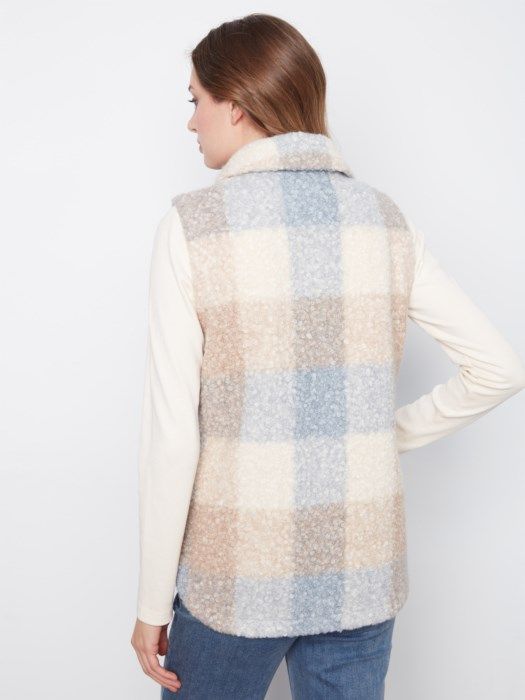 Charlie B - Plaid Bouclé Knit Vest C6319RR-707A-P823