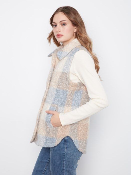 Charlie B - Plaid Bouclé Knit Vest C6319RR-707A-P823