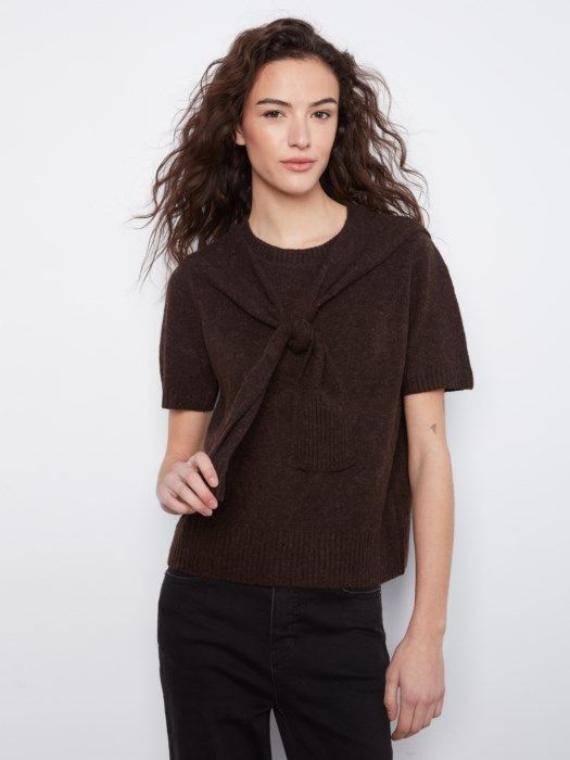 Charlie B S/S  Sweater w/Detail C2069-690C-413