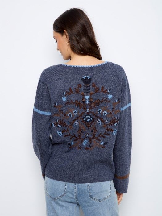 Charlie B  Sweater w/ Notch C2879RR-365C-P430