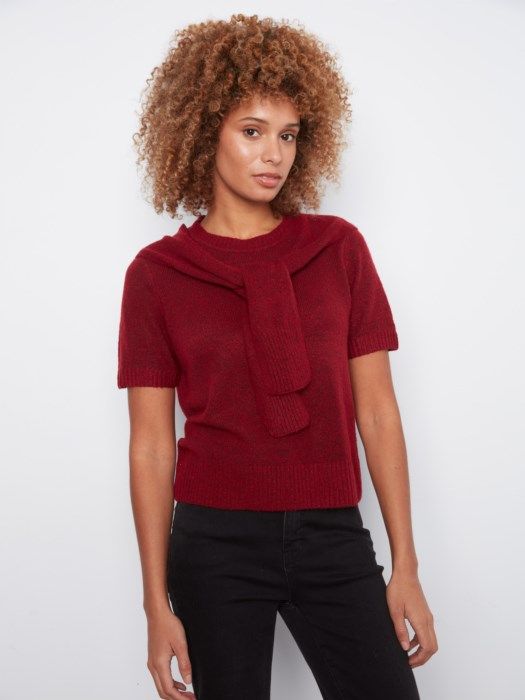 Charlie B S/S  Sweater w/Detail C2069-690C-307