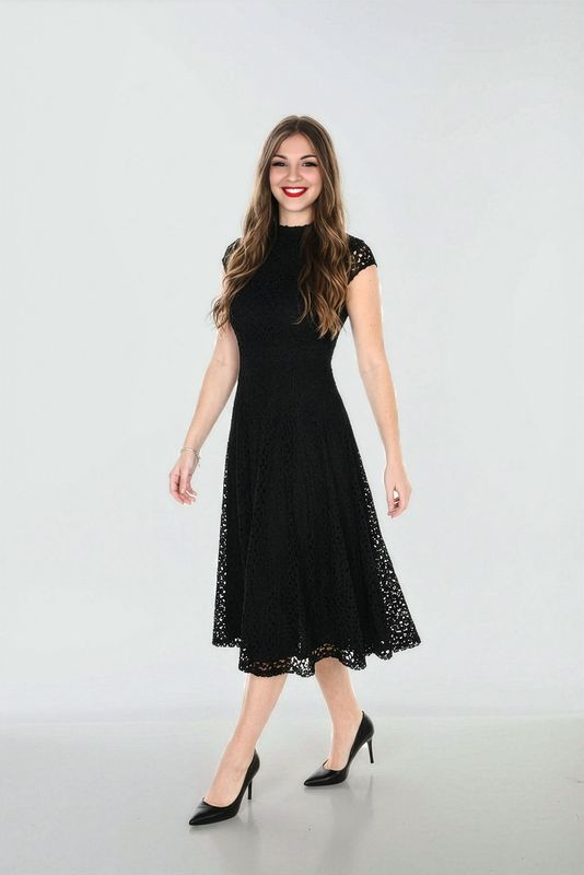 Lyman Midi A-line Lace Dress - 263197