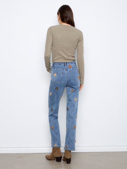Charlie B Jeans w/ Floral Embroidery C5821-431A-156