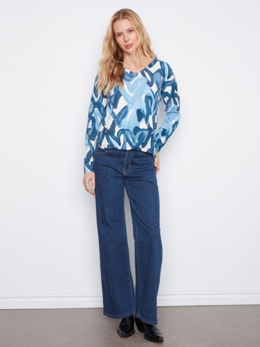 Charlie B Reversible V-Neck Sweater C2907P-626B-P466