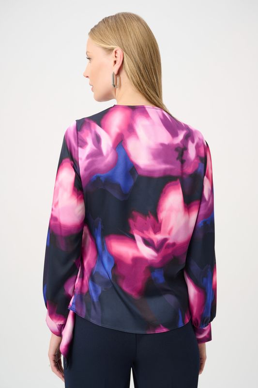 Ribkoff Floral Print Satin Wrap Top 264733