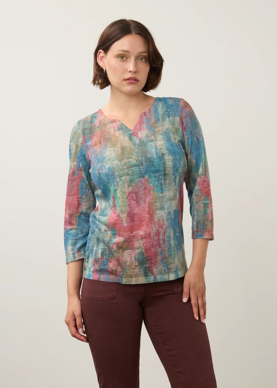 FDJ 3/4 Sleeve Notch Neck Top 3342451