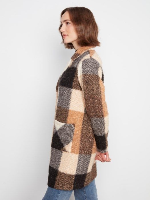 Charlie B Plaid Bouclé Knit Coat C6141ZR-707B-P098