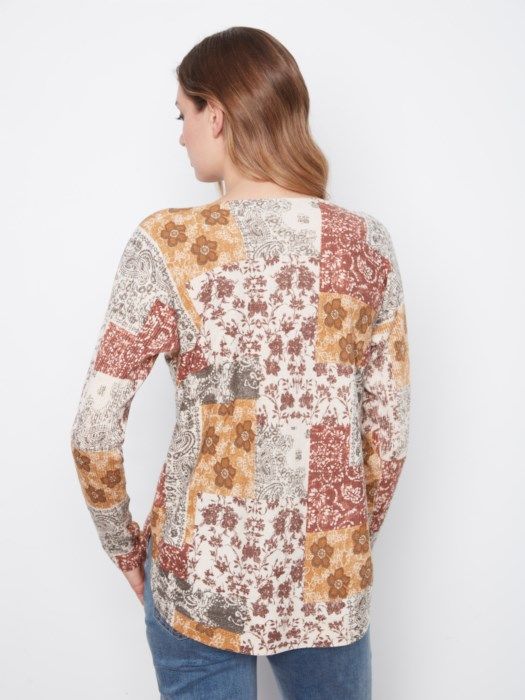 Charlie B Rounded Hem Sweater C2818PR-464A-P296