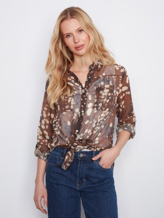 Charlie B Button Blouse C4308PP-335C-P923