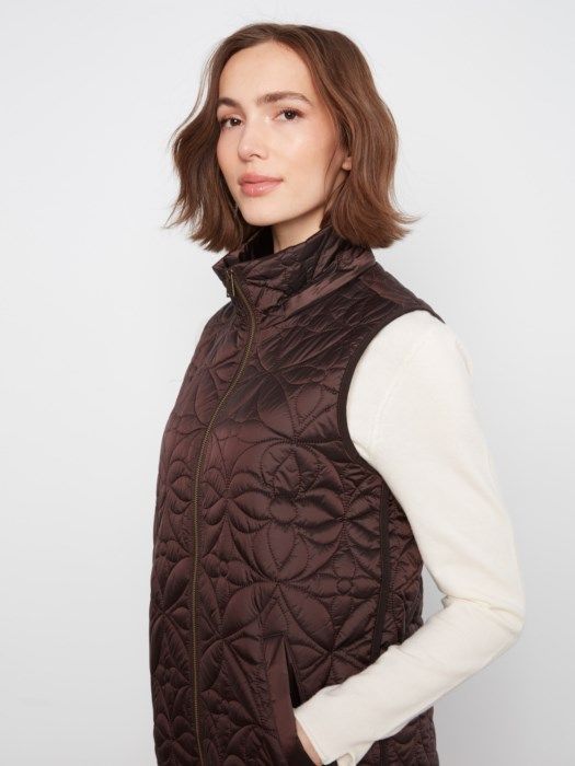 Charlie B - Long Hooded Puffer Vest C6426-135B-212