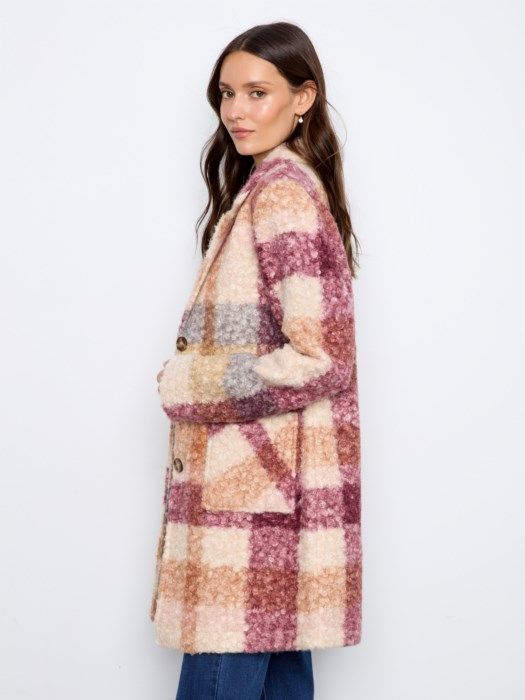 Charlie B Plaid Bouclé Knit Coat C6141ZR-707A-P285