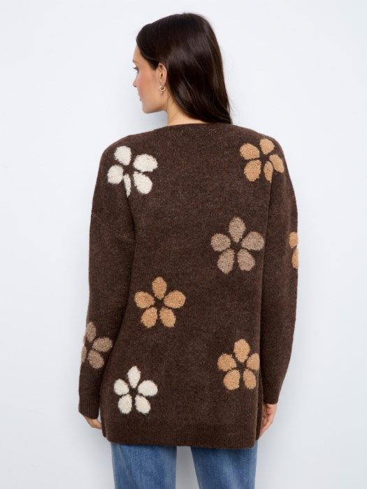 Charlie B Floral Bouclé Cardigan C2029-694C-P259