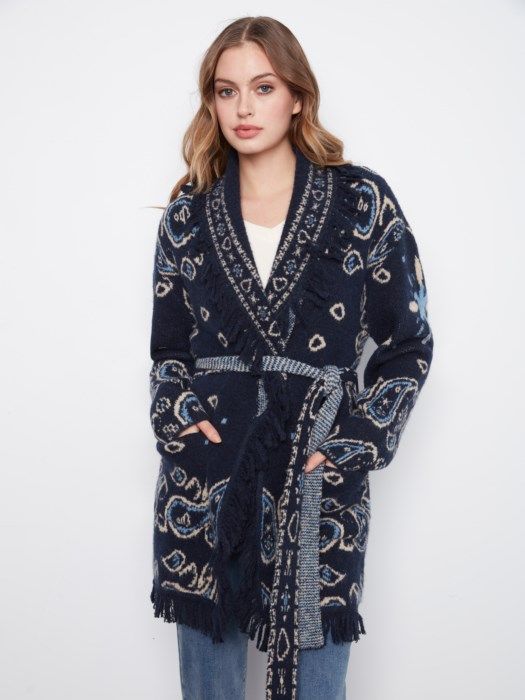 Charlie B Fringed Cardigan C2121-690C-P117