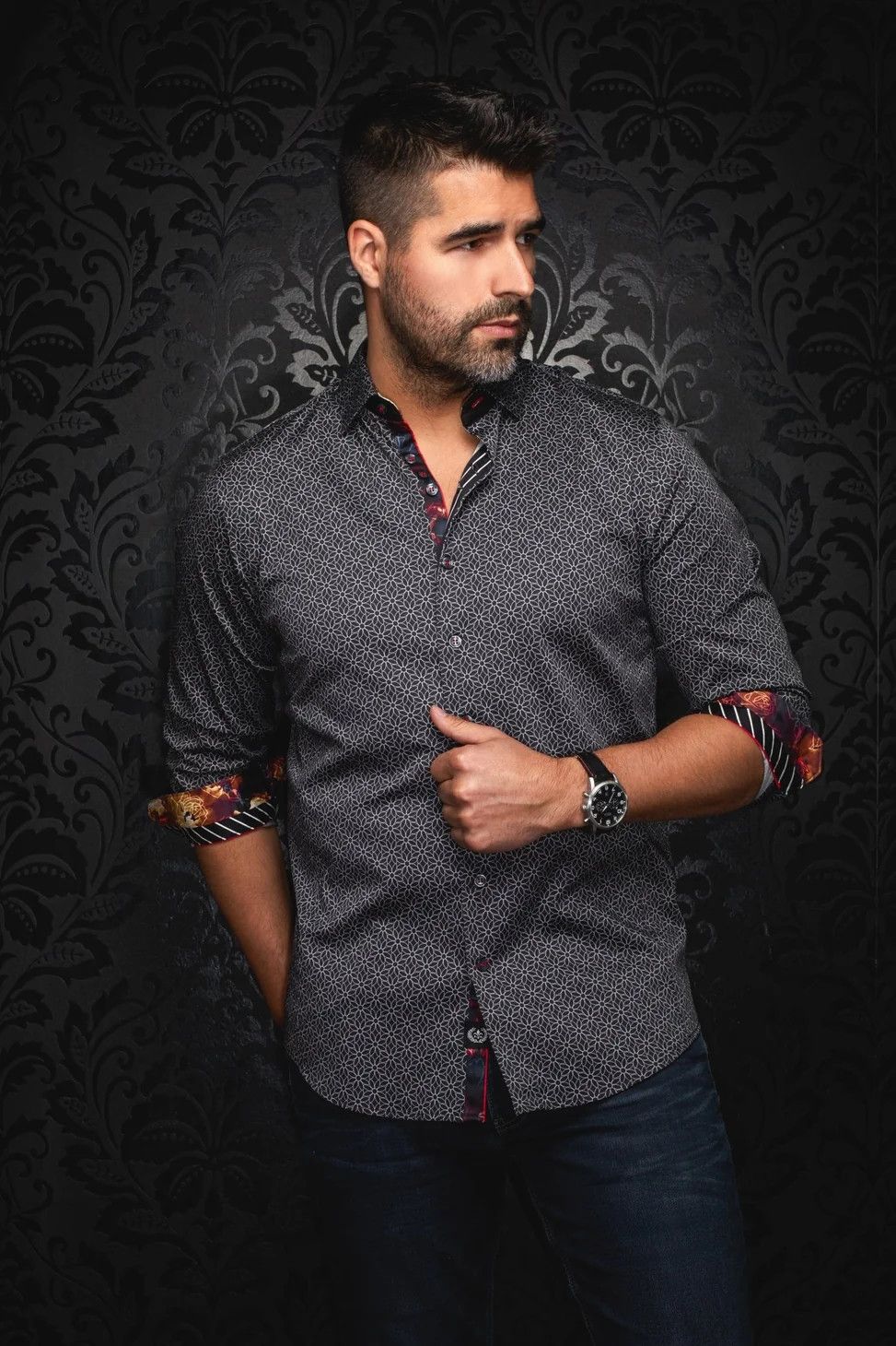 Au Noir L/S Cotton Stretch Sport Shirt - Nelumbo
