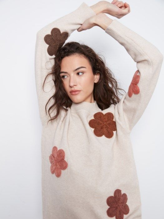 Charlie B Appliqué Sweater C2012-736A-P530
