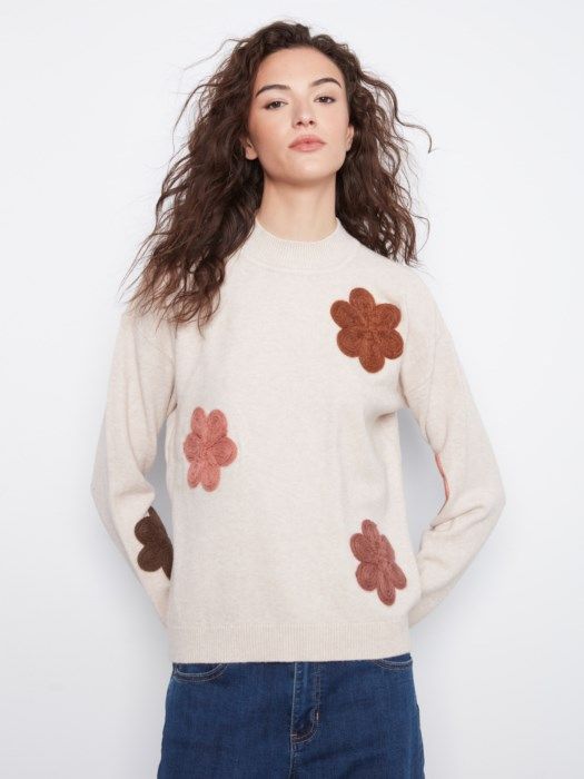 Charlie B Appliqué Sweater C2012-736A-P530