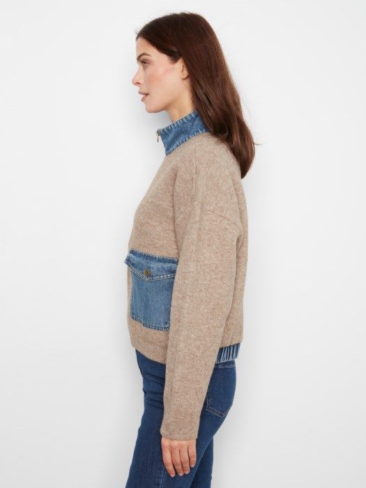Charlie B Denim Sweater Jacket C2045-716C-225